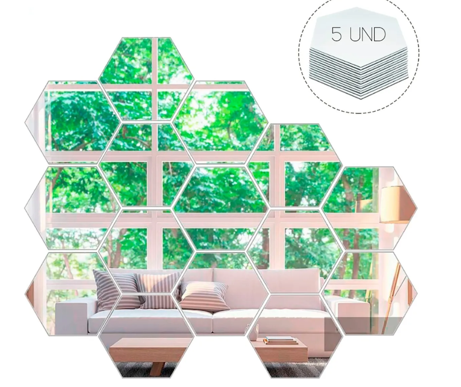 Espejos Hexagonales  5 unidades